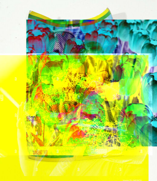 Bild-Collage aus Fotos in grellen Farben mit negativen Farbfilter-Effekten 